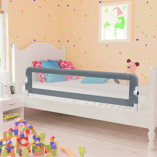 vidaXL Turvalaita sänkyyn harmaa 120x42 cm polyesteri