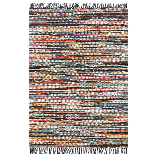 vidaXL Käsin kudottu chindi-matto nahka 160x230 cm monivärinen