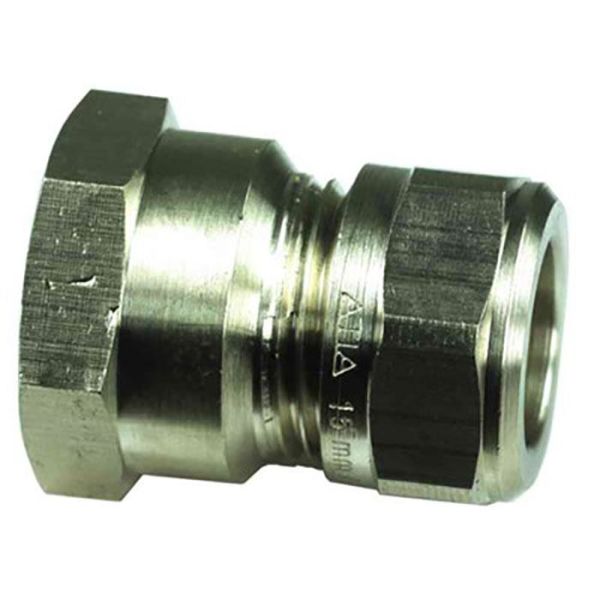 Gelia 3006117052 Kiristysrengasliitin suora, kupari, sisäkierre 10 X G10 mm, messinkiä