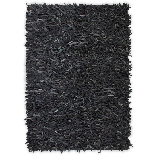 vidaXL Shaggy-matto aito nahka 80x160 cm harmaa