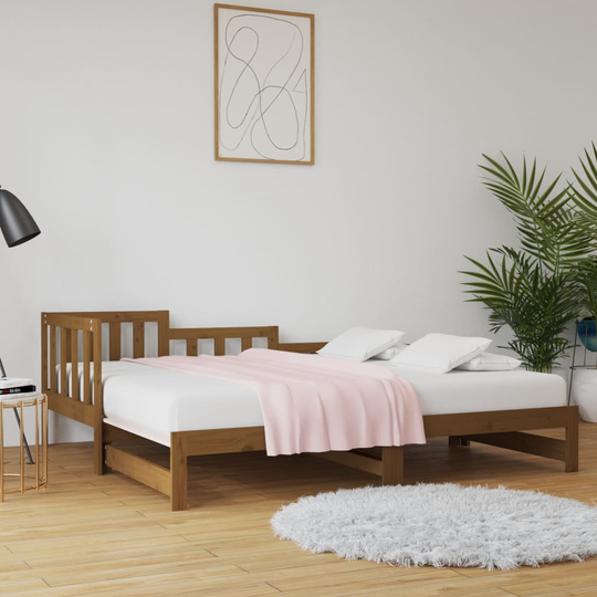 vidaXL Sohvasänky ulosvedettävä hunajanrusk 2x (90x200) cm täysi mänty
