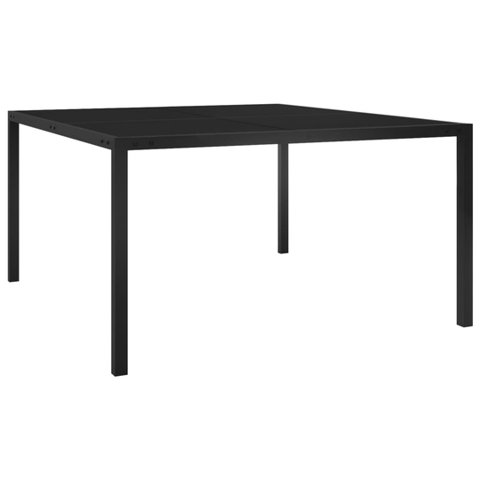 vidaXL Puutarhapöytä 130x130x72 cm musta teräs ja lasi