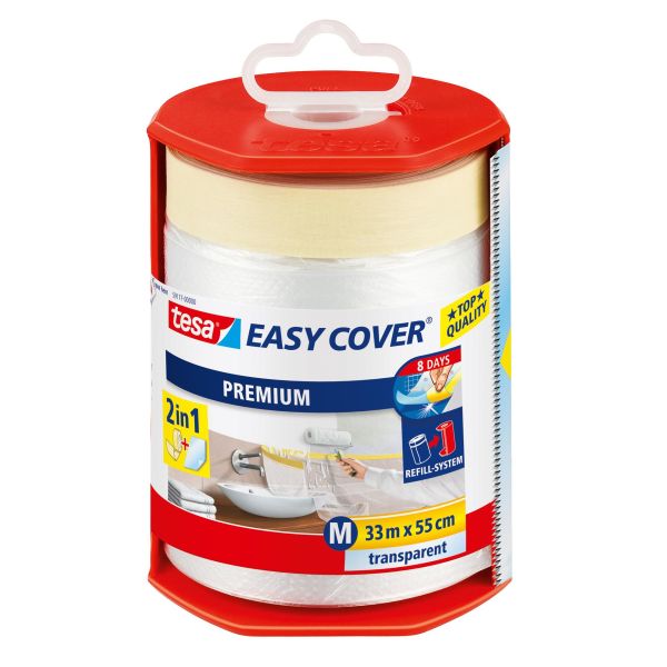 Tesa Easy Cover 4368 Suojamuovin kera maalarinteippi 33 m x 550 mm, annostelijassa
