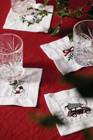 Happy Christmas lasinalunen, 4 kpl valkoinen