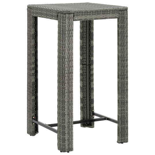 vidaXL Puutarhan baaripöytä harmaa 60,5x60,5x110,5 cm polyrottinki