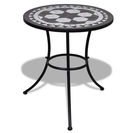 vidaXL Bistropöytä musta ja valkoinen 60 cm mosaiikki