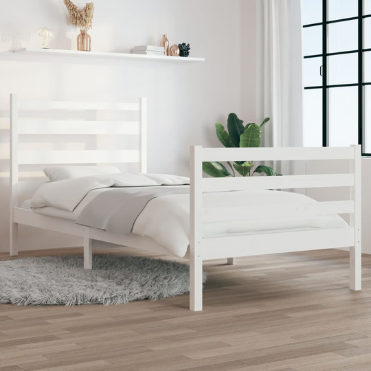 vidaXL Sängynrunko täysi mänty 90x200 cm valkoinen