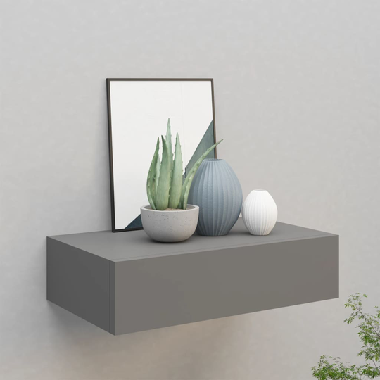 vidaXL Seinälaatikkohylly harmaa 40x23,5x10 cm MDF
