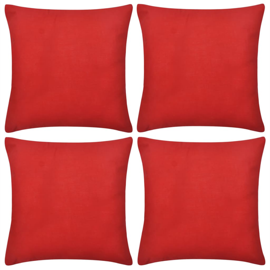 vidaXL Punainen tyynynpäällinen 4 kpl Puuvilla 80 x 80 cm