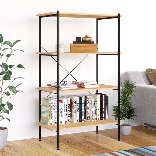 vidaXL 4-kerroksinen Hyllykkö musta ja tammi 80x40x130 cm