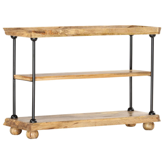vidaXL 2-tasoinen kirjahylly 110x35x75 cm täysi mangopuu ja teräs