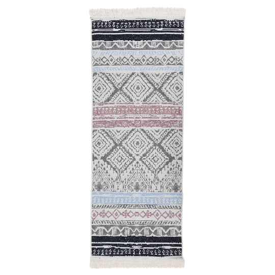 vidaXL Matto pinkki ja sininen 100x300 cm puuvilla