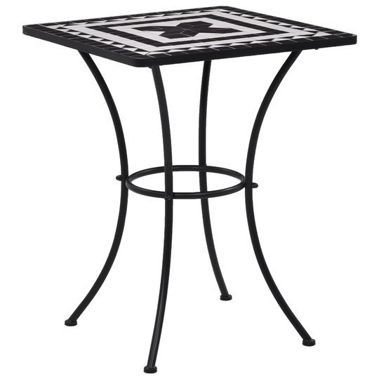 vidaXL Mosaiikkibistropöytä musta ja valkoinen 60 cm keramiikka