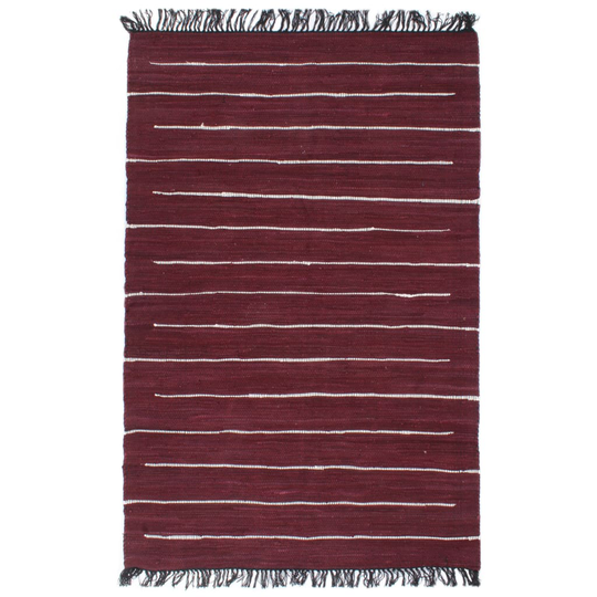 vidaXL Käsin kudottu chindi-matto puuvilla 160x230 cm burgundi