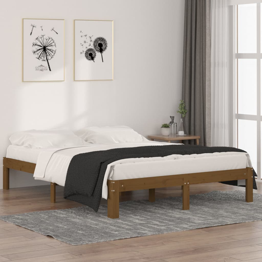 vidaXL Sängynrunko hunajanruskea täysi mänty 140x190 cm