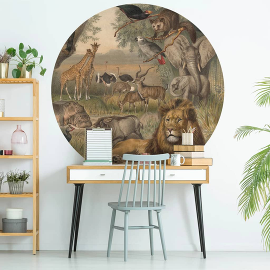 WallArt Tapetti ympyrä Animals of Africa 142,5 cm