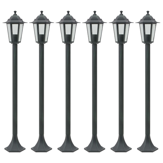 vidaXL Pylväsvalaisimet 6 kpl E27 110 cm alumiini tummanvihreä