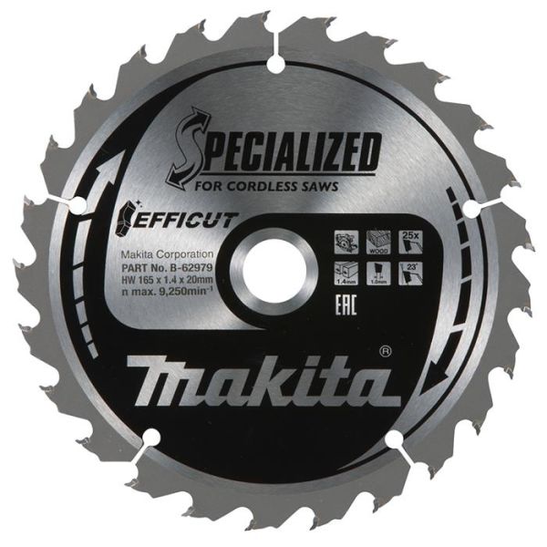 Makita B-62979 Sahanterä 165 mm, 25 hammasta