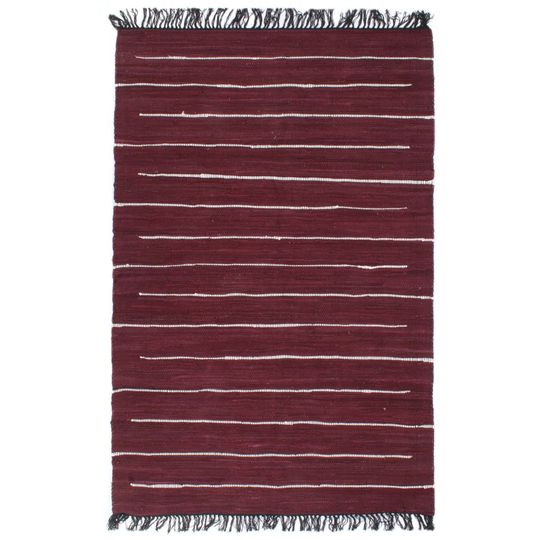 vidaXL Käsin kudottu chindi-matto puuvilla 80x160 cm burgundi