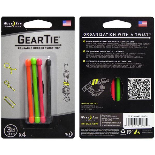 Nite Ize Gear Tie 3 Vaijeri 4 kpl:n pakkaus