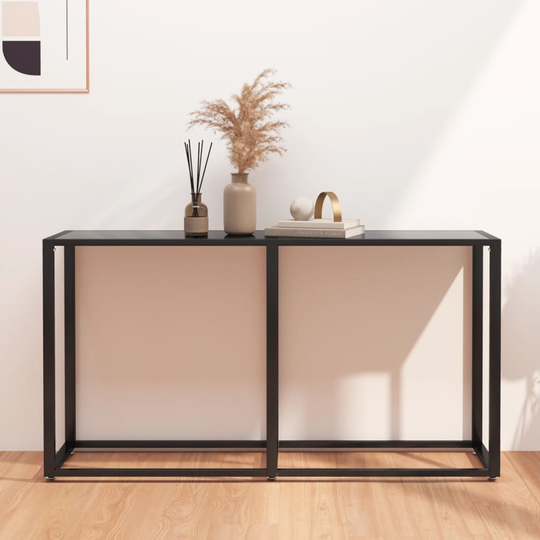 vidaXL Konsolipöytä musta 140x35x75,5 cm karkaistu lasi