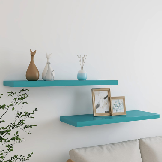 vidaXL Kelluvat seinähyllyt 2 kpl sininen 80x23,5x3,8 cm MDF