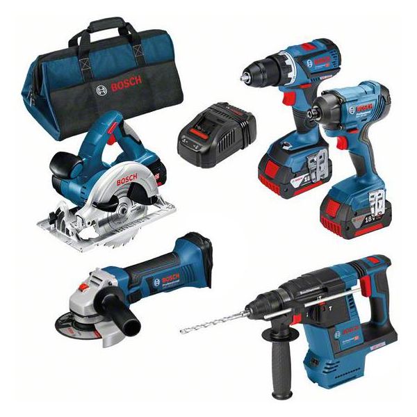 Bosch 0615990K9J Työkalupaketti sisältää laukun, 5,0 Ah:n akut ja laturin