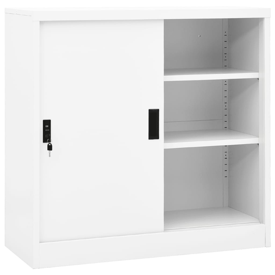 vidaXL Toimistokaappi liukuovella valkoinen 90x40x90 cm teräs