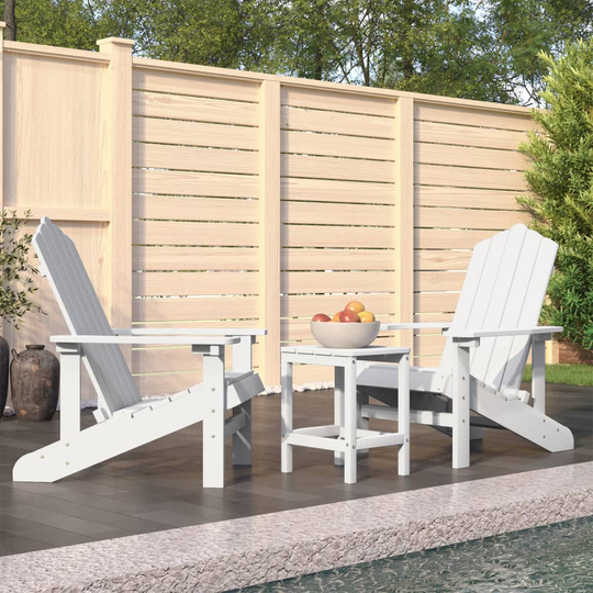 vidaXL Adirondack puutarhatuolit pöydällä HDPE valkoinen
