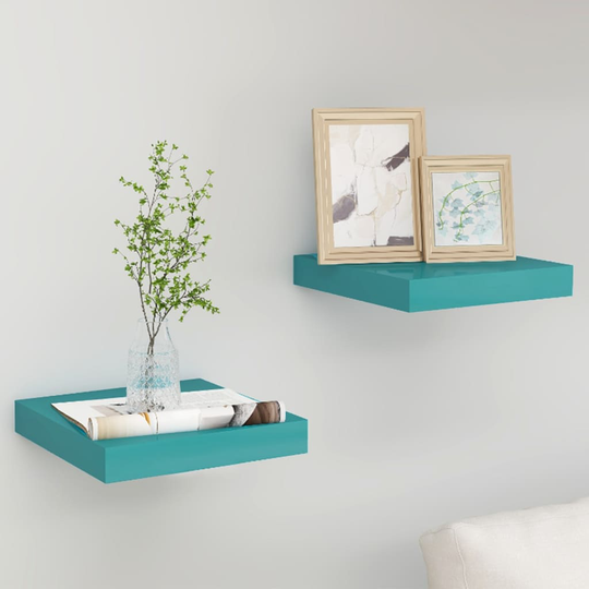 vidaXL Kelluvat seinähyllyt 2 kpl sininen 23x23,5x3,8 cm MDF
