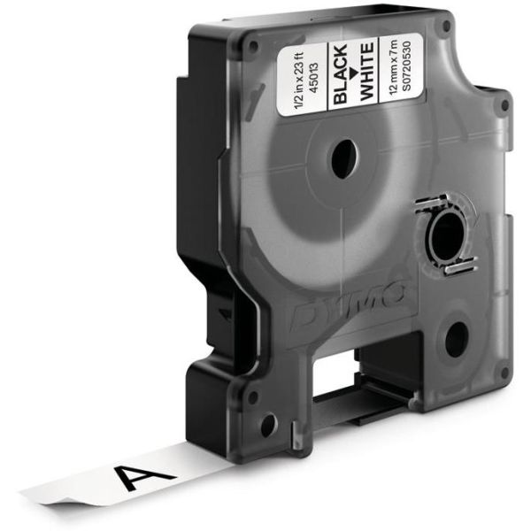 DYMO Standard D1 Teippi 12mm Musta teksti, valkoinen pohja