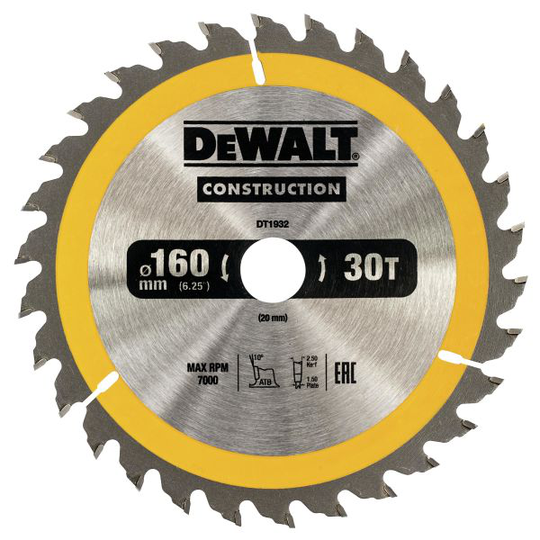 Dewalt DT1932-QZ Pyörösahanterä 160 x 20 mm, 30T