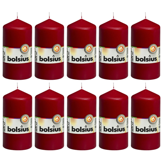 Bolsius Pilarikynttilät 10 kpl 120x58 mm viininpunainen