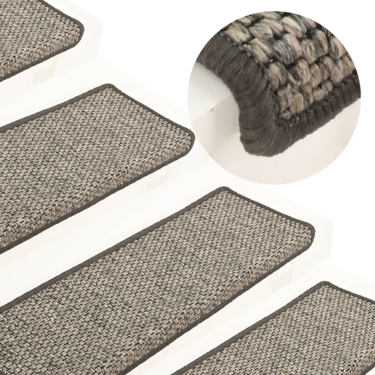 vidaXL Itsekiinnittyvät porrasmatot 15 kpl 65x25cm harmaa ja beige