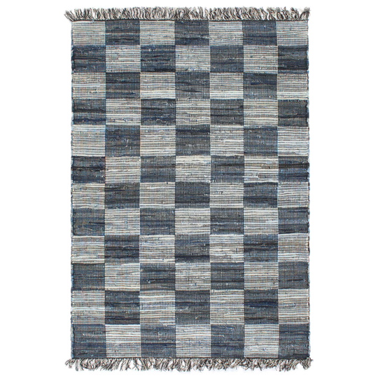 vidaXL Käsin punottu chindi-matto denim 80x160 cm sininen