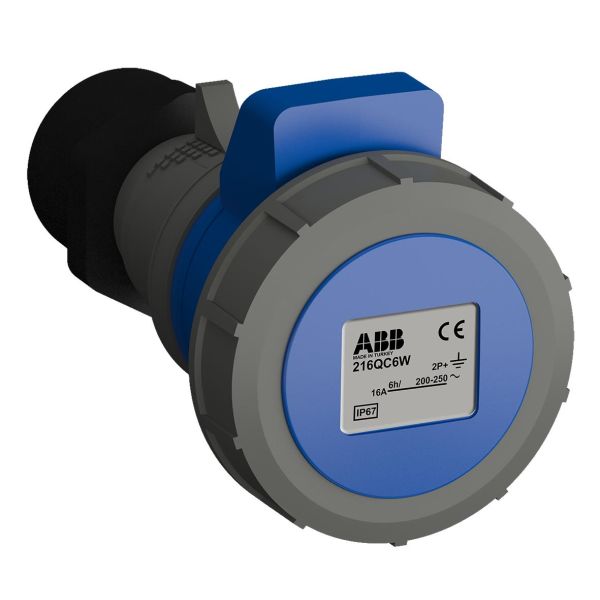 ABB 2CMA102297R1000 Jatkopistorasia pikaliitettävä, tärinänkestävä Sininen, 16 A, 3-napainen, IP67