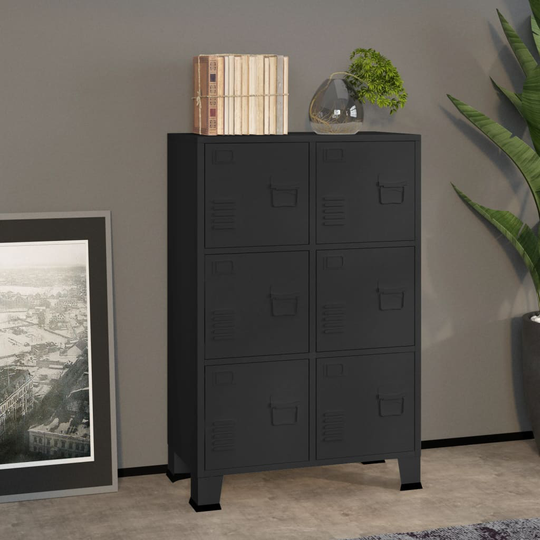 vidaXL Teollinen arkistokaappi musta 75x40x115 cm metalli