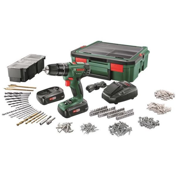 Bosch DIY PSR 1800 + SystemBox Porakone-ruuvinväännin sis. lisätarvikesarjan, akun ja laturin