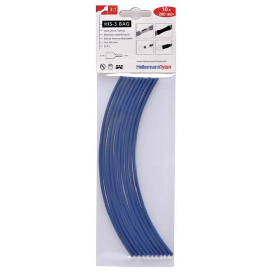 Hellermann Tyton HIS-3 Bag 3/1 Kutistesukka 3/1 x 200 mm, 10 kpl/pakkaus sininen