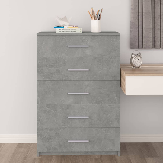 vidaXL Lipasto betoninharmaa 71x35x108 cm lastulevy