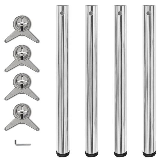 vidaXL 4 Korkeussäädettävää Pöydän Jalkaa Kromi 710 mm