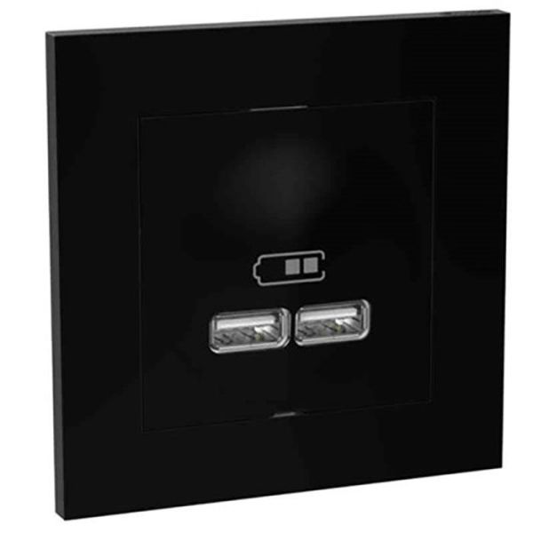 Elko Plus Latausasema upotettava, 2 USB Musta