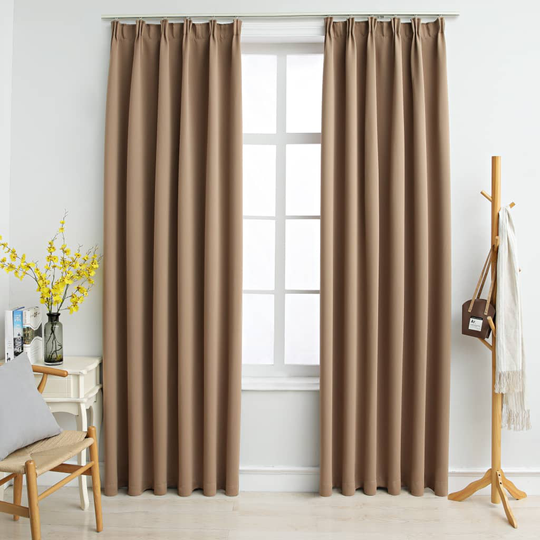 vidaXL Pimennysverhot koukuilla 2 kpl ruskeanharmaa 140x245 cm