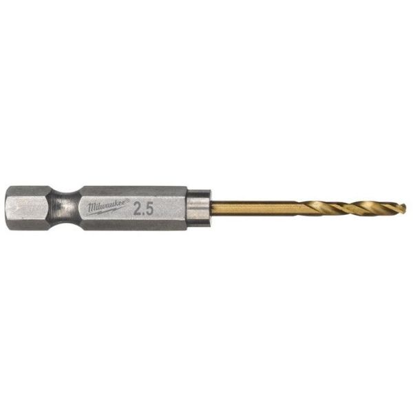Milwaukee SHOCKWAVE Red Hex HSS-G TIN Metalliporanterä 2 kpl:n pakkaus 2,5 mm