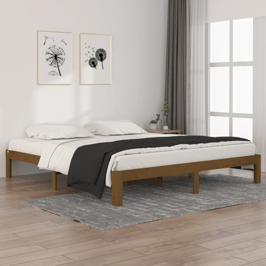 vidaXL Sängynrunko hunajanruskea täysi puu 180x200 cm 6FT Super King
