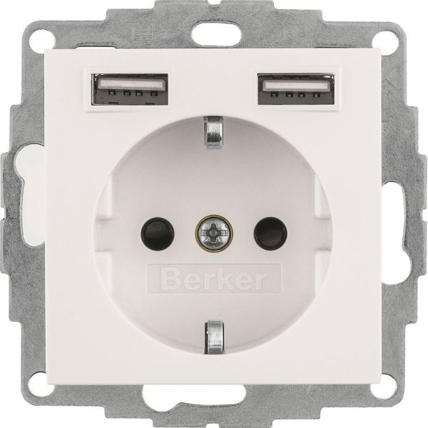 Hager 48031909 Seinäpistorasia 1-osainen 2 x USB