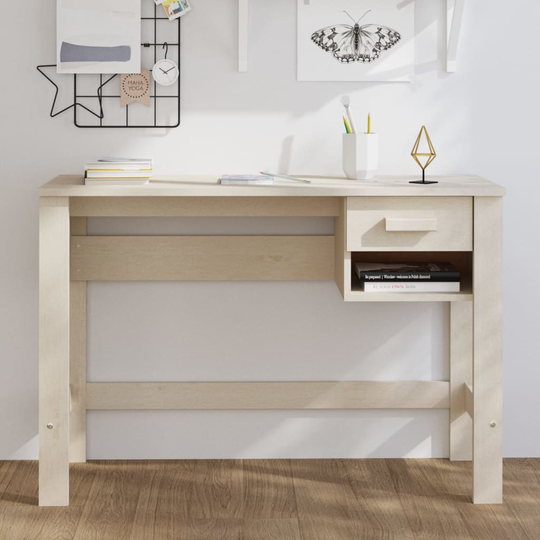 vidaXL Työpöytä hunajanruskea 110x40x75 cm täysi mänty