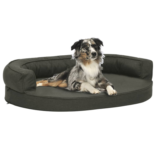 vidaXL Ergonominen koiransängyn patja 90x64 cm pellavatyyli tummanharm