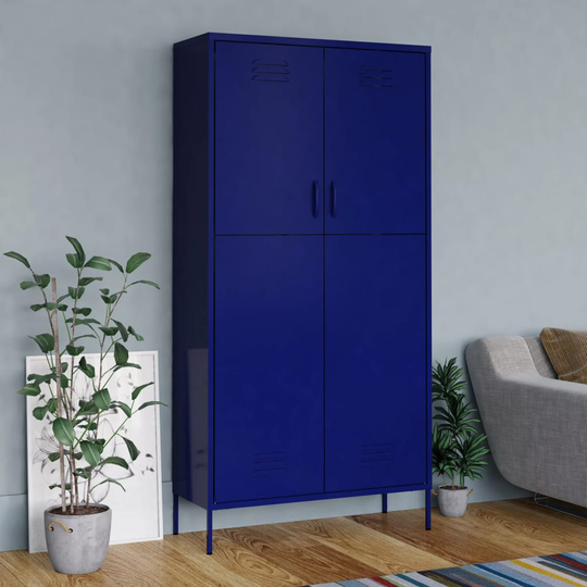 vidaXL Vaatekaappi laivastonsininen 90x50x180 cm teräs