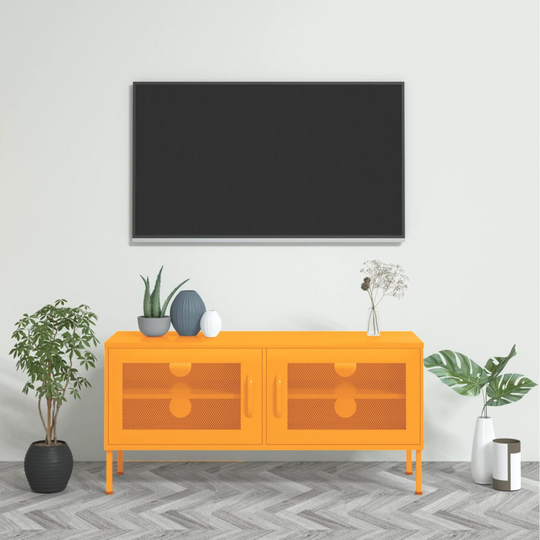 vidaXL TV-taso sinapinkeltainen 105x35x50 cm teräs